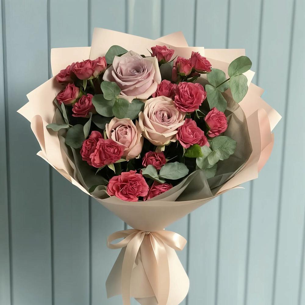 Букет цветов из: Гвоздики и Розы в Пахомово