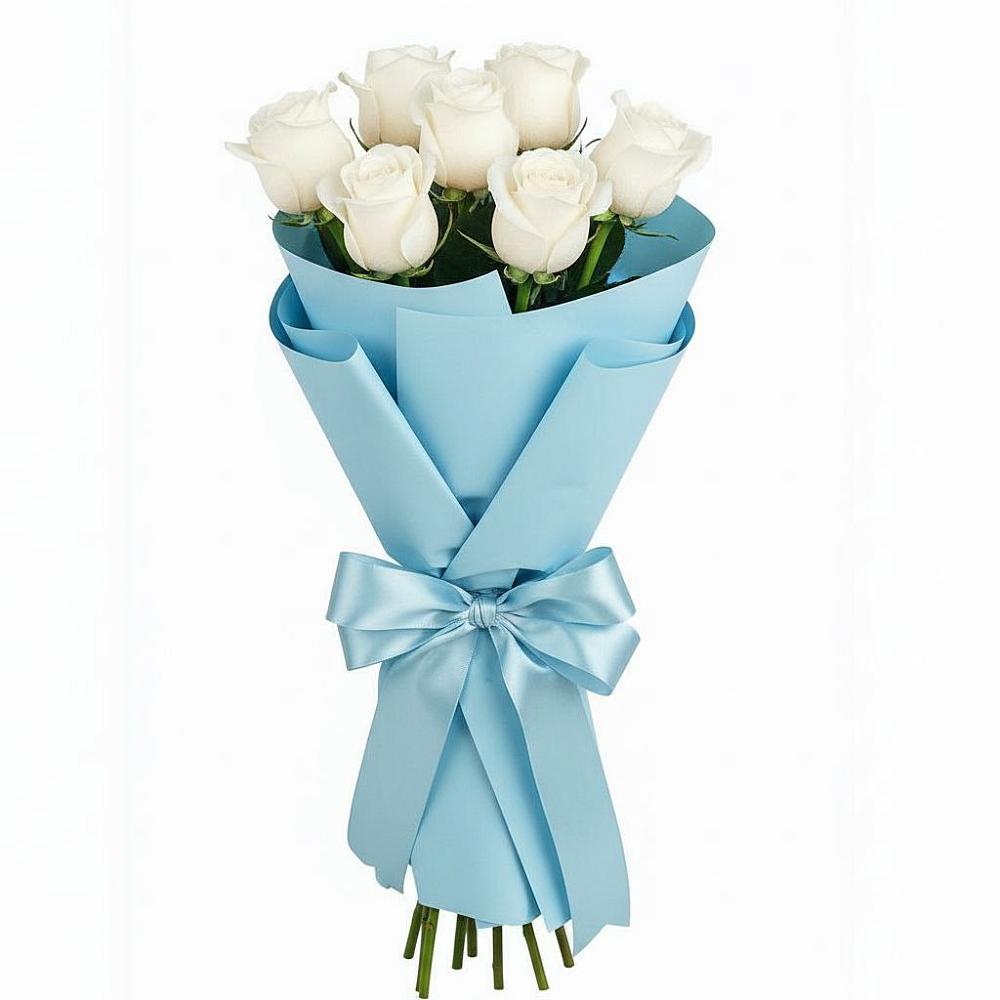 Букет 7 белых роз Проуд в Пахомово