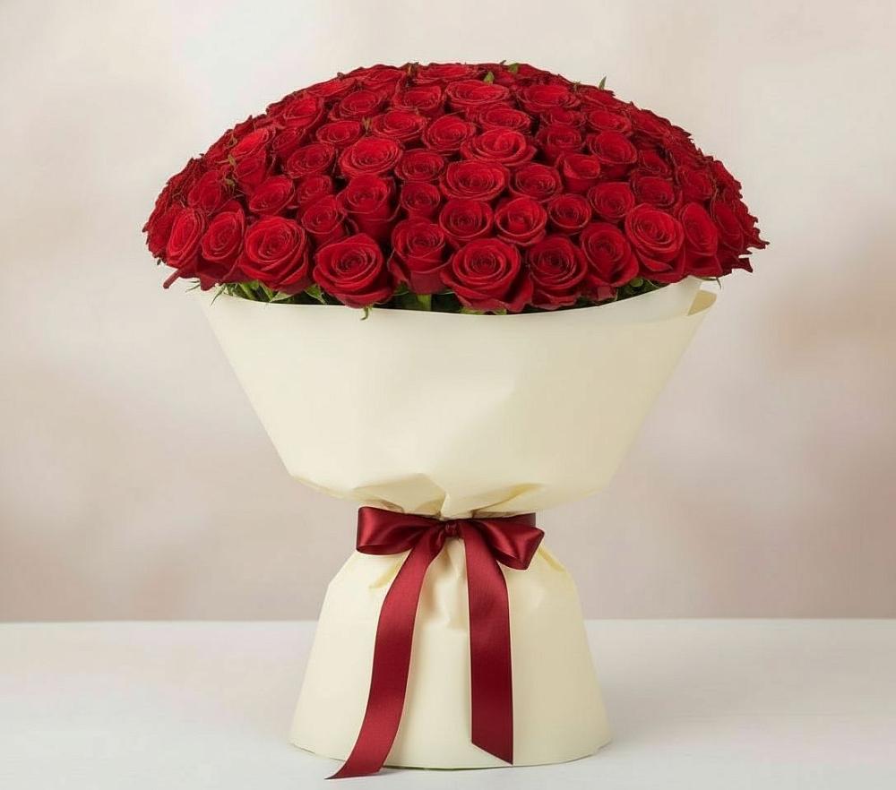 Букет 101 Красная роза Милано в Пахомово