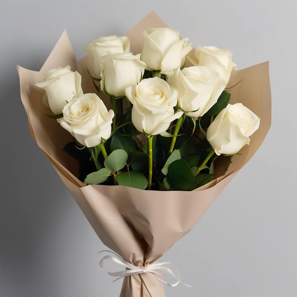 Букет 9 Белых роз Эдлесс Лав в Пахомово