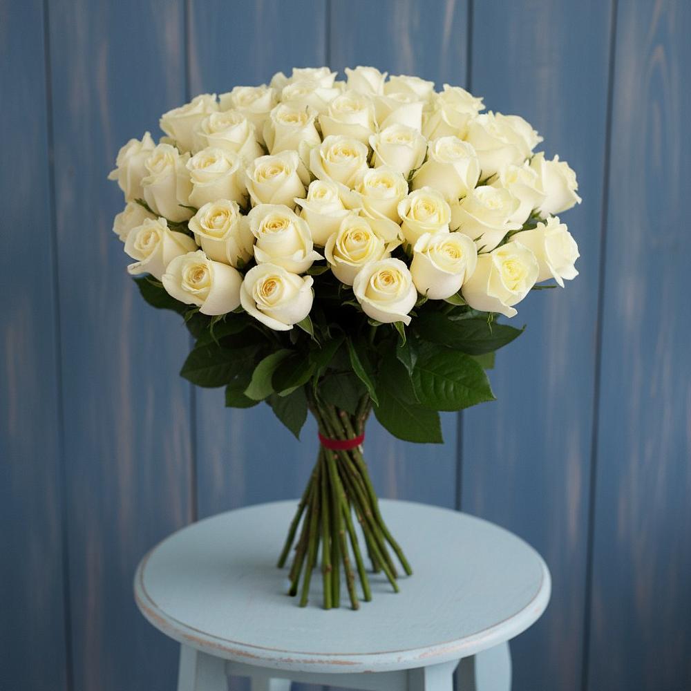Букет 51 Белая роза Эдлесс Лав в Пахомово