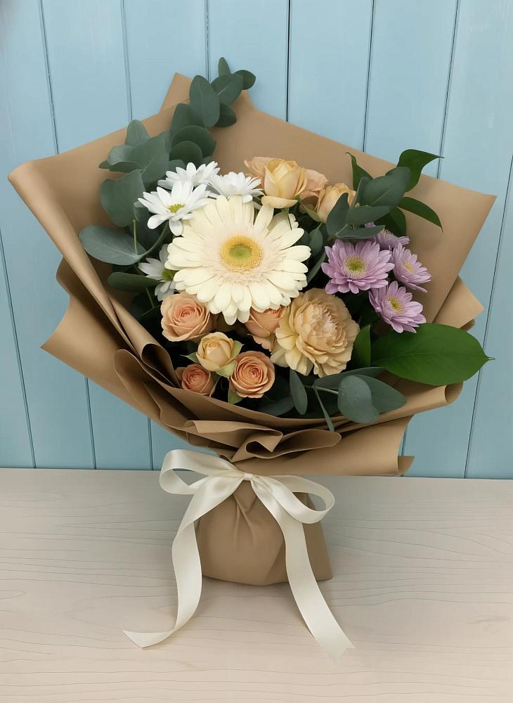 Букет цветов из: Герберы и Хризантемы в Пахомово
