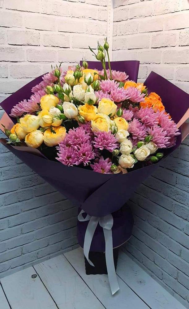 Букет цветов из: Хризантемы и Розы в Пахомово