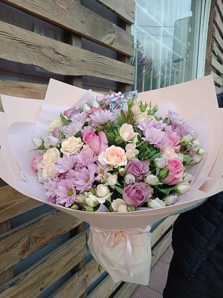 Букет цветов из: Розы и Хризантемы в Пахомово