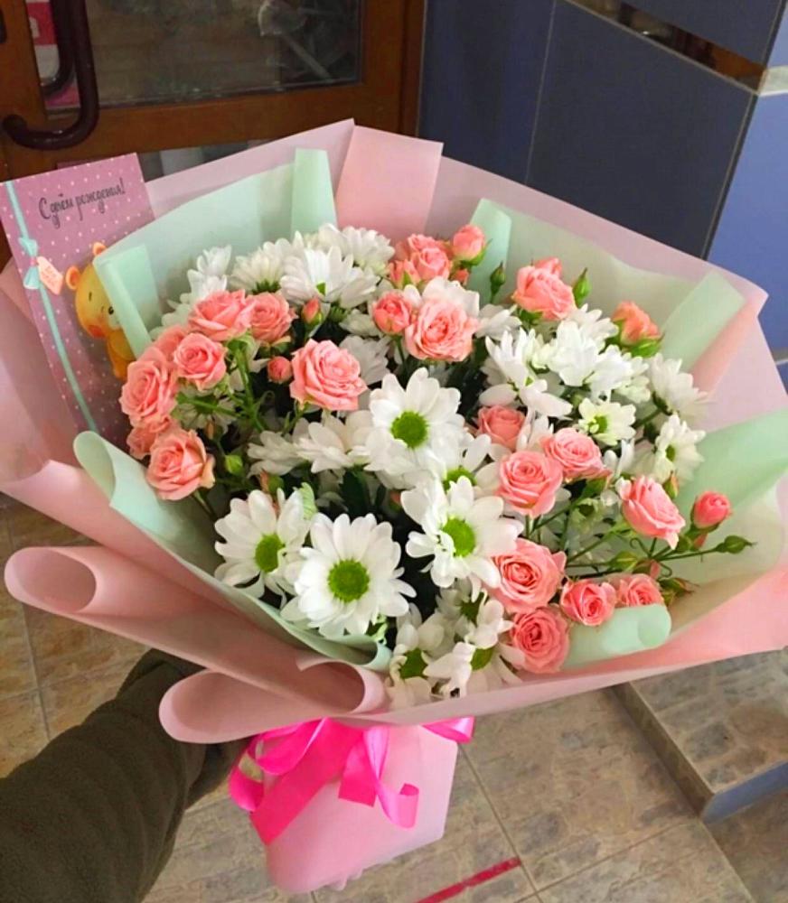 Букет цветов из: Розы и Хризантемы в Пахомово