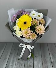 Букет цветов из:  Розы, Герберы и Хризантемы в Пахомово
