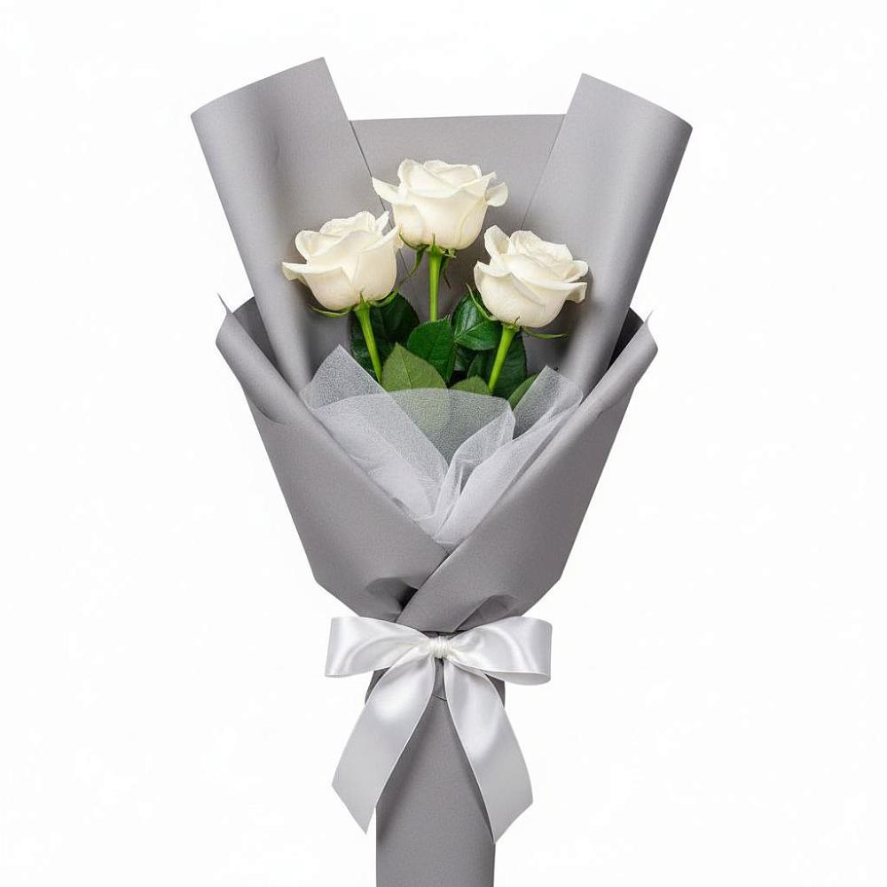 Букет 3 белые розы в Пахомово