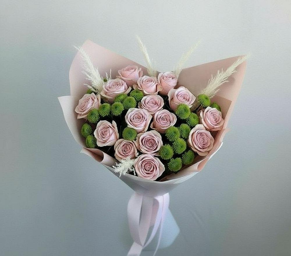 Букет цветов из: Розы и Хризантемы в Пахомово