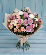 Букет цветов из:  Хризантемы, Розы и Альстромерии в Пахомово