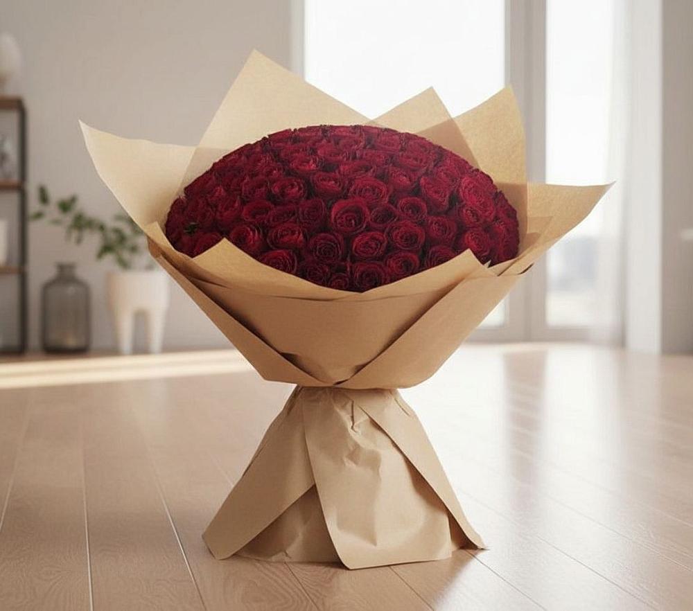 Букет 101 Красная роза в Пахомово
