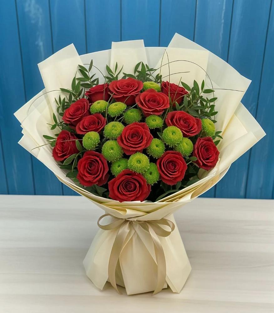 Букет цветов из: Розы и Хризантемы в Пахомово